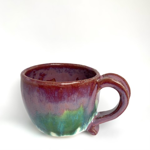 Taza interior morado, exterior morado, verde musgo y blanco